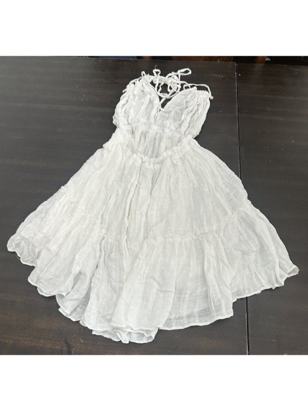 Lulus Pretty as a Picture White Ruffled Halter Dress Small - Picture 3 of 4
